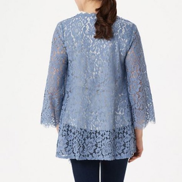 Isaac Mizrahi Cascade Open Front Lace Cardigan 525 - Picture 2 of 2